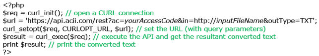 File Conversion REST API example using PHP.