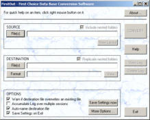 FirstOut™'s easy-to-use interface lets you convert pfs:First Choice data base files to a modern application with a few simple mouse clicks.