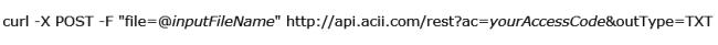 Example of file conversion REST API called from cURL command line